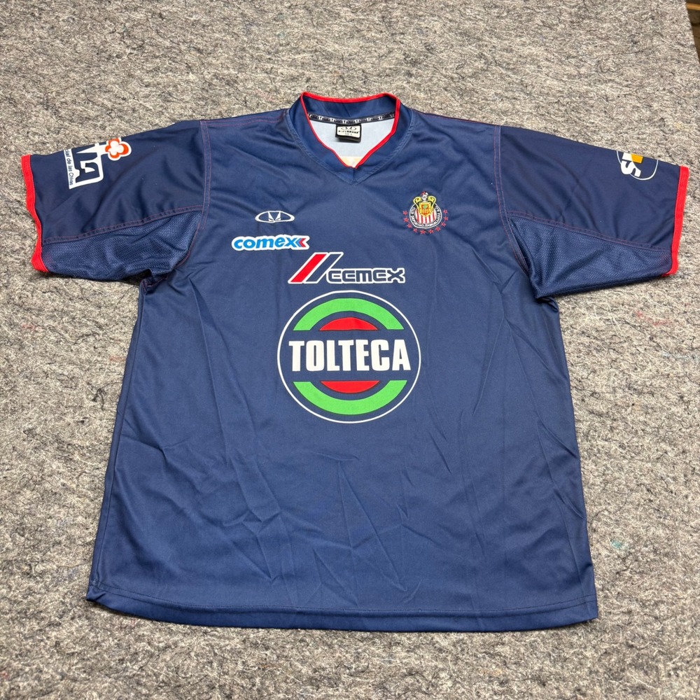 Esmir Chivas de Guadalajara Soccer Jersey Navy Blue Tolteca Sol Mens Large - Picture 1 of 11